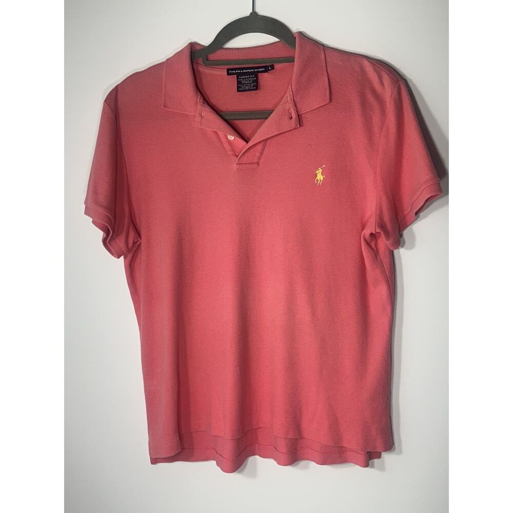 Ralph Lauren Sport Women’s Classic Fit Polo Shirt Pink Cotton Size Large